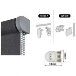 Store Enrouleur Tamisant Lisse pour Fenêtres et Portes Gris 45x180 cm