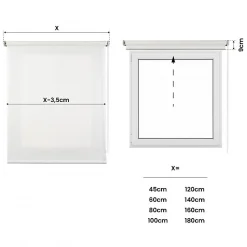 Store Enrouleur Tamisant Lisse pour Fenêtres et Portes Blanc 80x180 cm