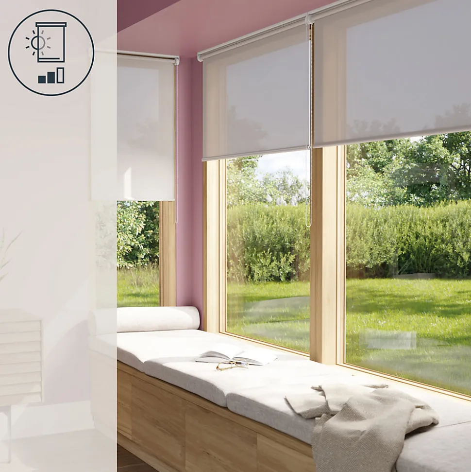 Store enrouleur tamisant sans perçage Halo 2 gris perle l.90 x H.180cm Goodhome