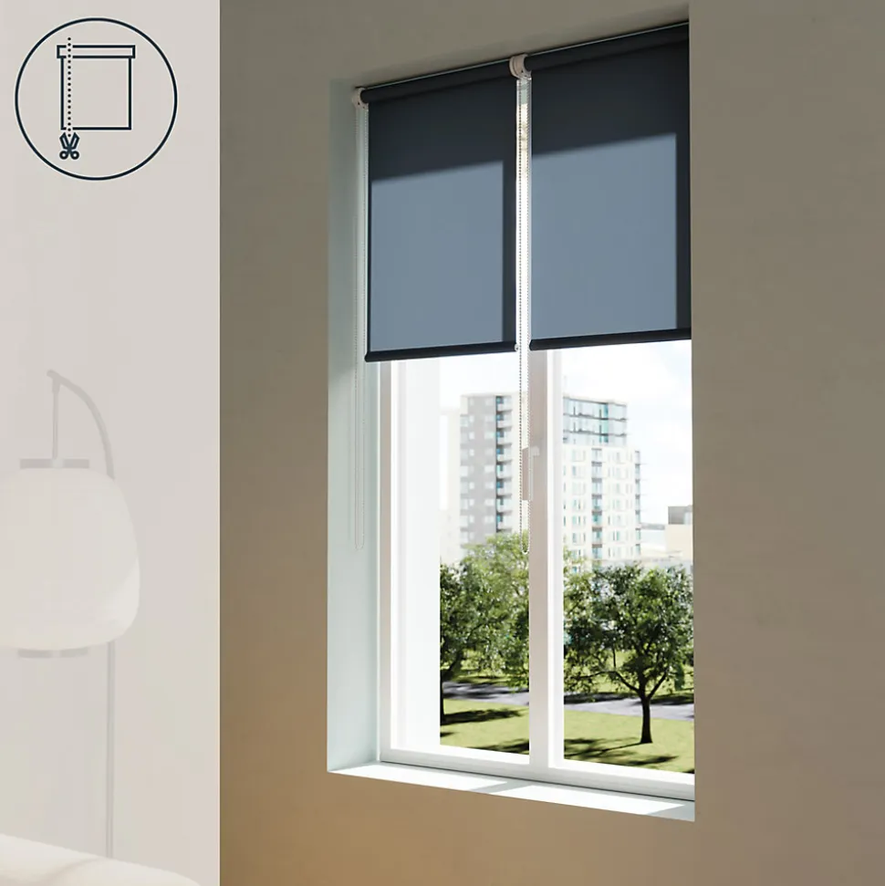 Store enrouleur tamisant sans perçage Halo 2 bleu l.45 x H.140cm Goodhome