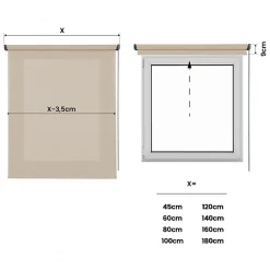 Store Enrouleur Tamisant Lisse pour Fenêtres et Portes Beige 180x250 cm