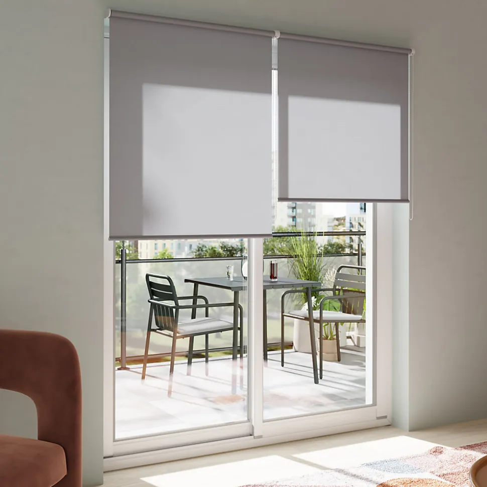 Store enrouleur tamisant sans perçage Halo 2 gris béton l.180 x H.240cm Goodhome