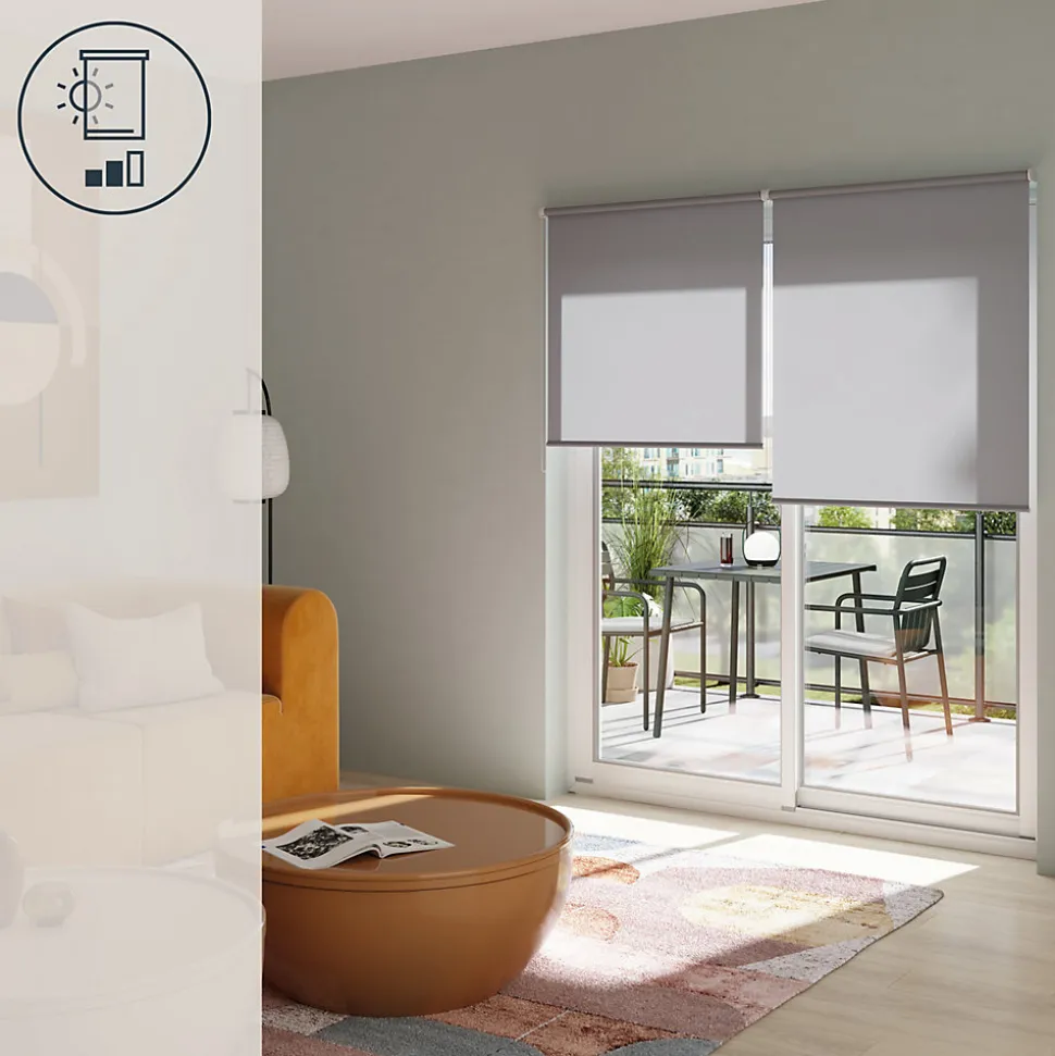 Store enrouleur tamisant sans perçage Halo 2 gris béton l.180 x H.240cm Goodhome