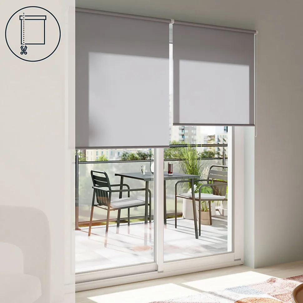 Store enrouleur tamisant sans perçage Halo 2 gris béton l.180 x H.240cm Goodhome