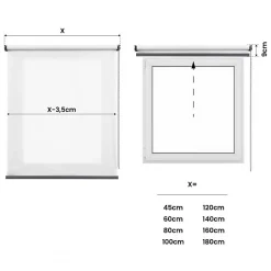 Store Enrouleur Translucide Premium Finitions en Aluminium Blanc 160 x 180 cm