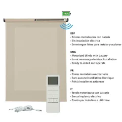 Store Enrouleur Translucide Stores Motorises avec batterie, moteur et télécommande Beige 200 x 250 cm