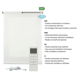 Store Enrouleur Translucide Stores Motorises avec batterie, moteur et télécommande Blanc 180 x 250 cm