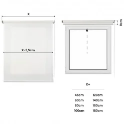 Store Enrouleur Translucide Stores Motorises avec batterie, moteur et télécommande Blanc 180 x 250 cm