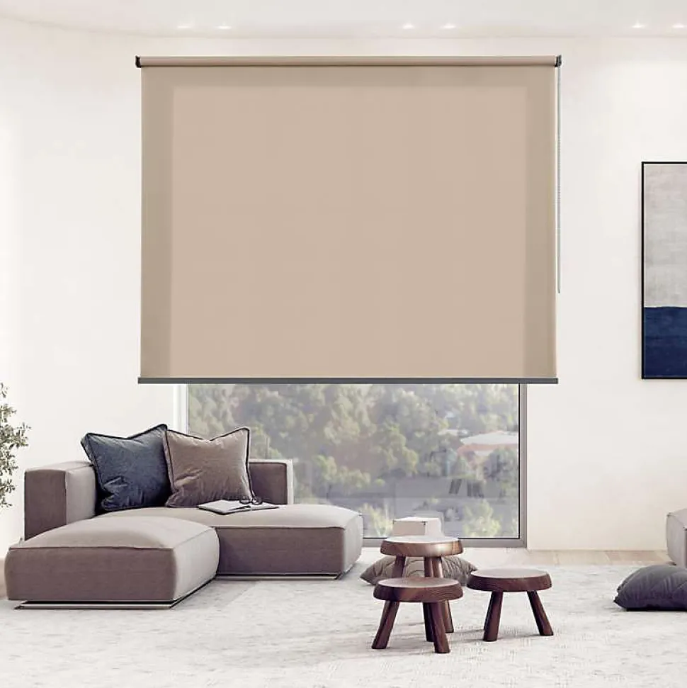 Store Enrouleur translucide Premium avec finitions en Aluminium pour fenêtres et Portes Beige 120x250 cm