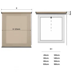 Store Enrouleur translucide Premium avec finitions en Aluminium pour fenêtres et Portes Beige 120x250 cm