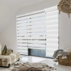 Store enrouleur zébré jour nuit 60 x 230 cm blanc