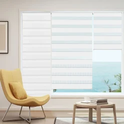 Store enrouleur zébré jour nuit 60 x 230 cm blanc