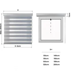 Store Jour Nuit Stores Enrouleurs avec Finitions en Aluminium de Qualité Supérieure Gris 120 x 250cm