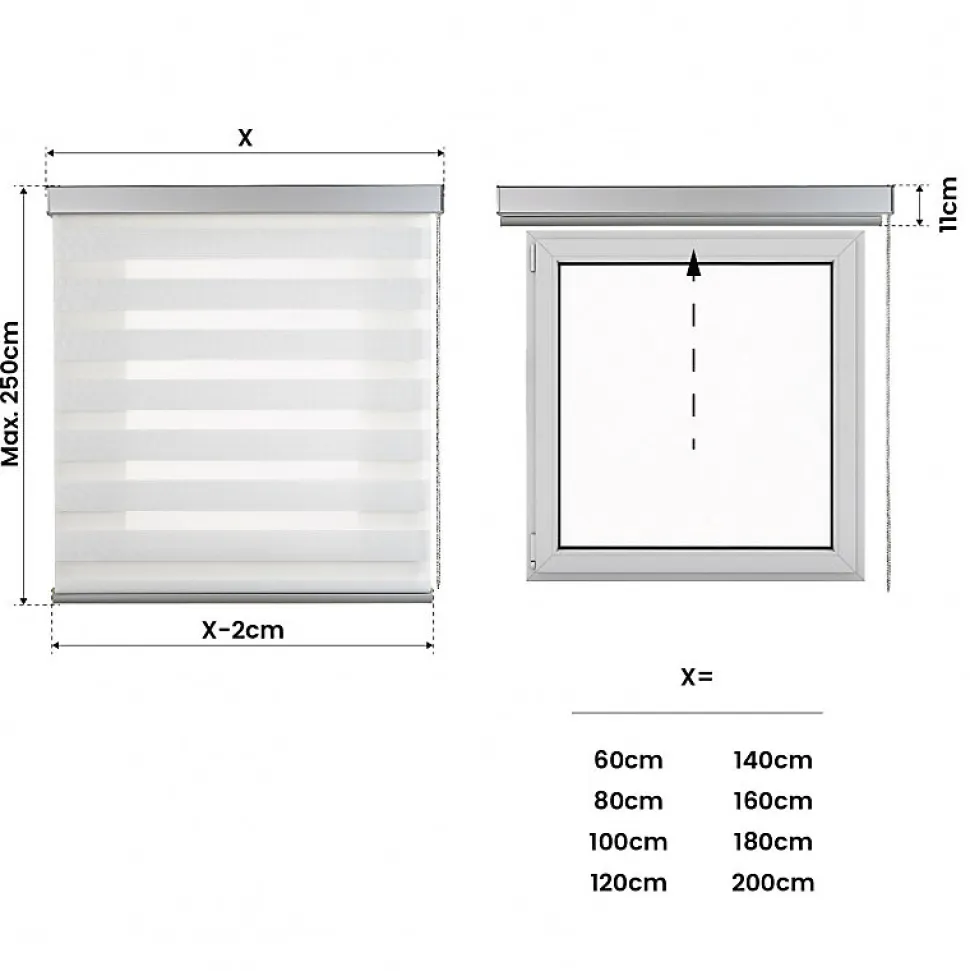 Store Jour Nuit Stores Enrouleurs avec Finitions en Aluminium de Qualité Supérieure Blanc 160 x 250cm