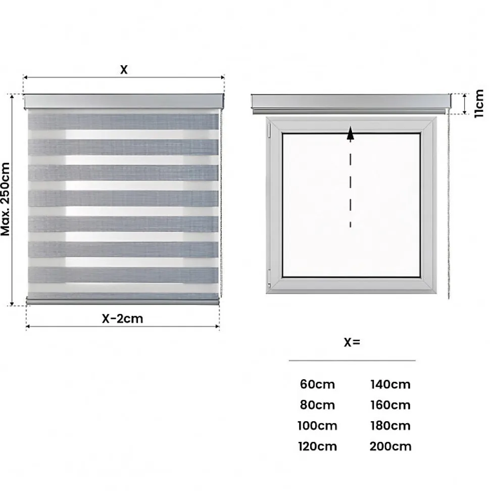 Store Jour Nuit Stores Enrouleurs avec Finitions en Aluminium de Qualité Supérieure Gris 80 x 250cm