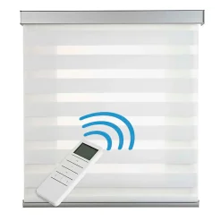 Store Motorisé Jour Nuit Enrouleur Moteur télécommande. Stores motorisés automatiques Batterie Finitions Aluminium Blanc 120x250