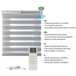 Store Motorisé Jour Nuit Enrouleur Moteur télécommande. Stores motorisés automatiques Batterie Finitions Aluminium Gris 120x250