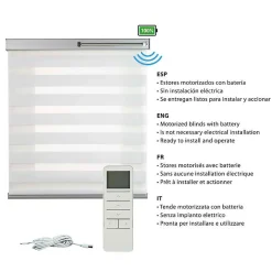 Store Motorisé Jour Nuit Enrouleur Moteur télécommande. Stores motorisés automatiques Batterie Finitions Aluminium Blanc 160x250