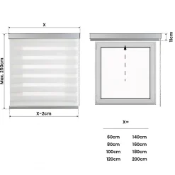 Store Motorisé Jour Nuit Enrouleur Moteur télécommande. Stores motorisés automatiques Batterie Finitions Aluminium Blanc 160x250