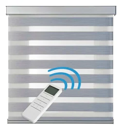 Store Motorisé Jour Nuit Enrouleur Moteur télécommande. Stores motorisés automatiques Batterie Finitions Aluminium Gris 140x250