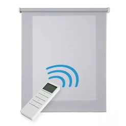 Store motorisé Screen technique avec moteur, pour portes/fenêtres, batterie et isolant thermiqueGris 140 x 250cm