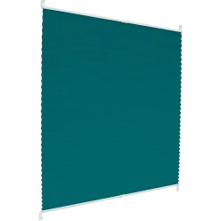 Store Plissé Klemmfix 100x100 cm, Bleu Pétrole, Sans Perçage