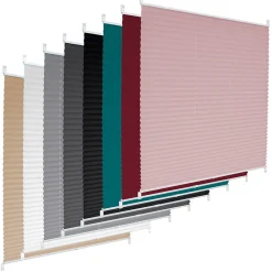 Store Plissé Klemmfix 100x100 cm, Bleu Pétrole, Sans Perçage