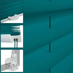 Store Plissé Klemmfix 100x100 cm, Bleu Pétrole, Sans Perçage