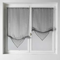 Store Voilage Fantaisie en Etamine à Pointes (60x130cm - Gris clair)