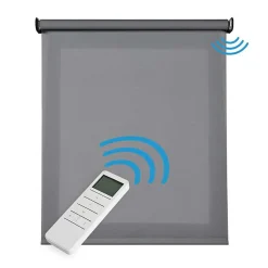 Stores enrouleurs motorisés screen premium, tissu technique, moteur, télécommande, Gris Foncé 100x250 cm