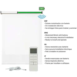 Stores enrouleurs motorisés screen premium, tissu technique, moteur, télécommande, Blanc 240x250 cm