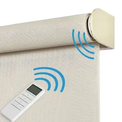 Stores enrouleurs motorisés screen premium, tissu technique, moteur, télécommande, Beige 140x250 cm