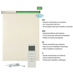Stores enrouleurs motorisés screen premium, tissu technique, moteur, télécommande, Beige 140x250 cm