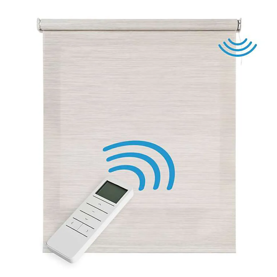 Stores enrouleurs motorisés screen premium, tissu technique, moteur, télécommande, Gris-Beige 200x250 cm