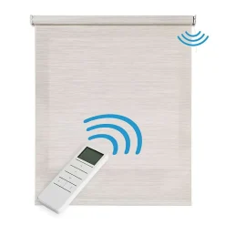 Stores enrouleurs motorisés screen premium, tissu technique, moteur, télécommande, Gris-Beige 180x180 cm