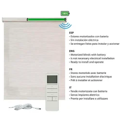 Stores enrouleurs motorisés screen premium, tissu technique, moteur, télécommande, Gris-Beige 180x180 cm