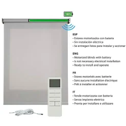 Stores enrouleurs motorisés screen premium, tissu technique, moteur, télécommande, Blanc 80x180 cm