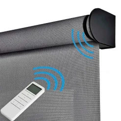 Stores enrouleurs motorisés screen premium, tissu technique, moteur, télécommande, Gris Foncé 140x250 cm