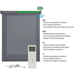 Stores enrouleurs motorisés screen premium, tissu technique, moteur, télécommande, Gris Foncé 140x250 cm