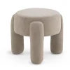Structure du pouf et pieds tapissés en boucle taupe