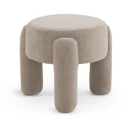 Structure du pouf et pieds tapissés en boucle taupe