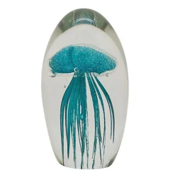 Sulfure verre méduse turquoise 9x6cm