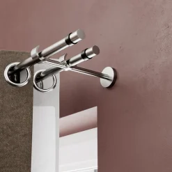 Support double tringle à rideau à percer Athens métal gris chromé Ø19mm GoodHome