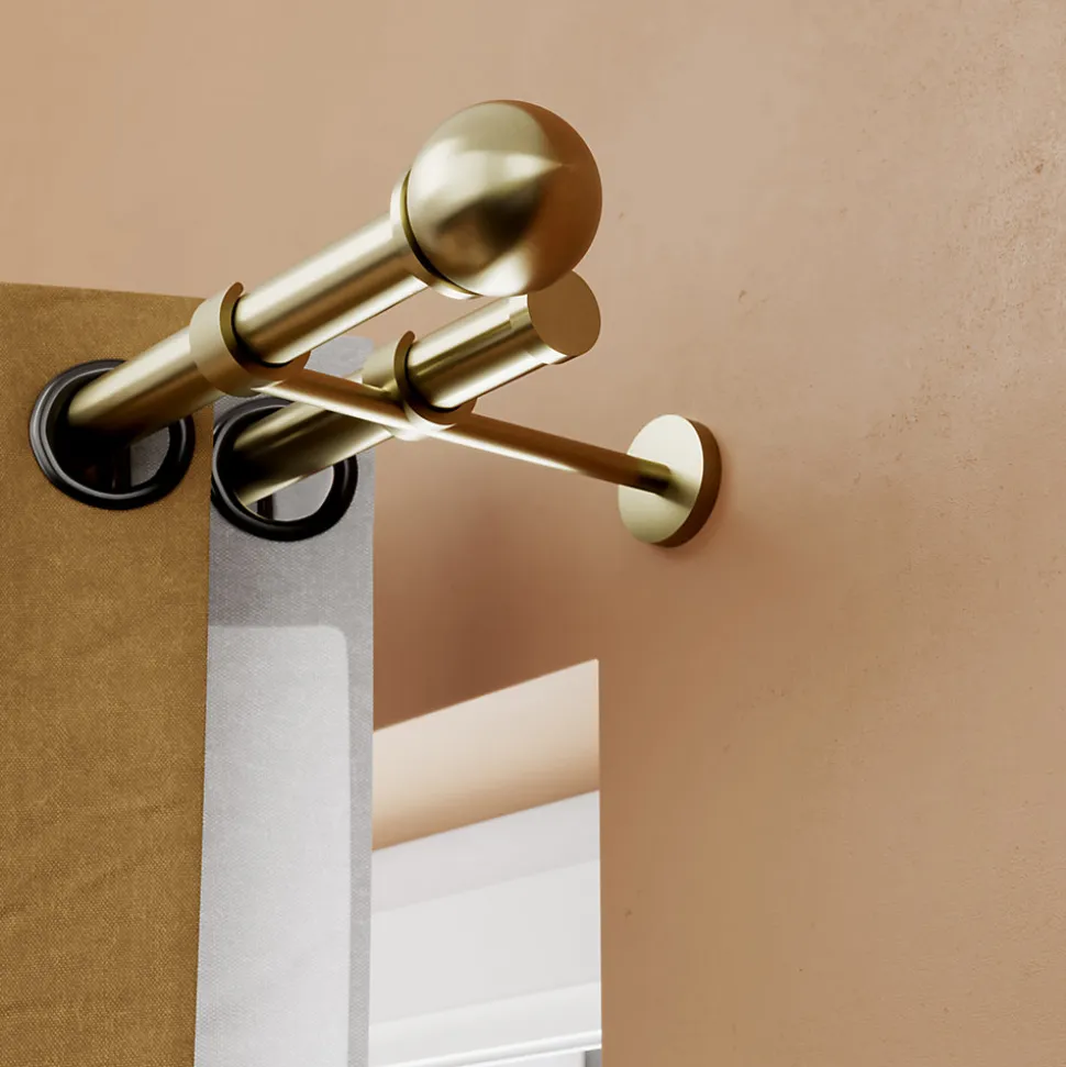 Support double tringle à rideau à percer Elasa métal doré Ø19mm GoodHome