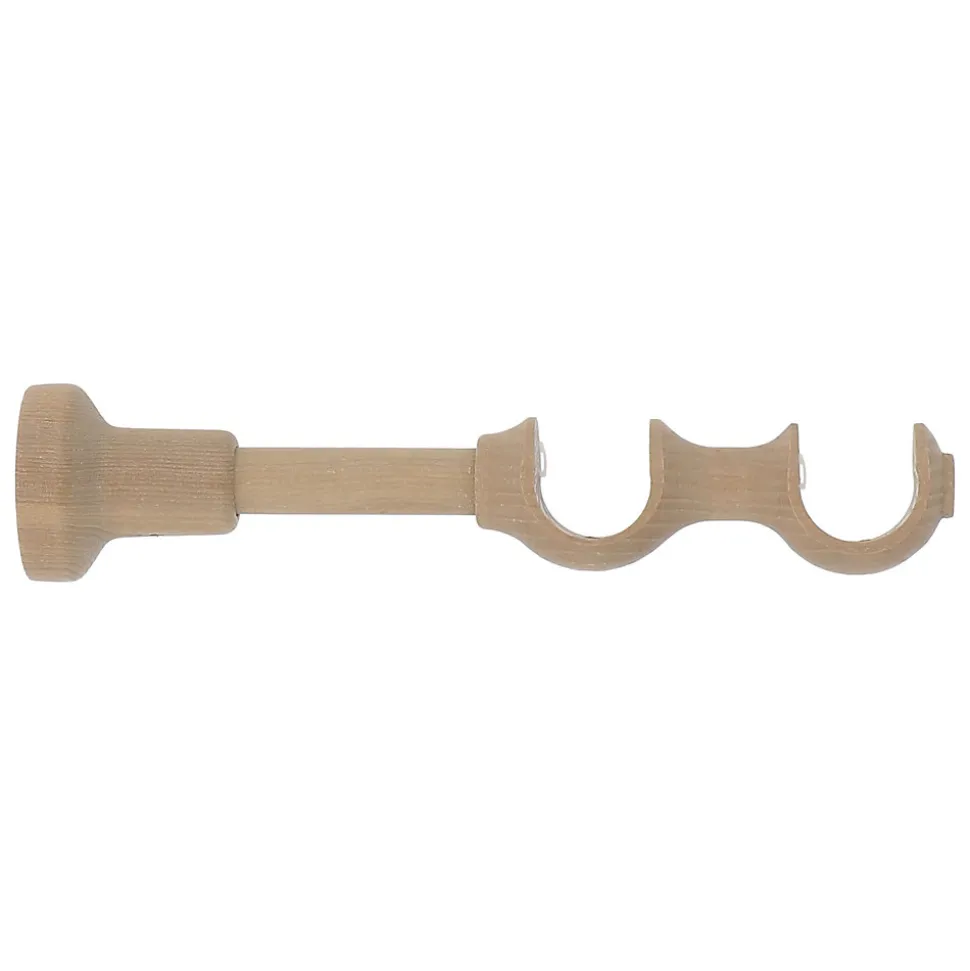 Support double tringle à rideau à percer Symi bois de frêne beige Ø28mm GoodHome