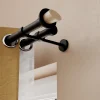 Support double tringle à rideau à percer Araxos métal noir Ø19/28mm GoodHome