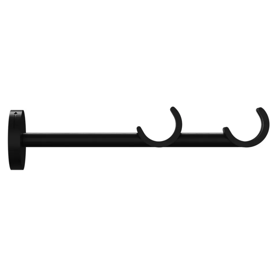 Support double tringle à rideau à percer Araxos métal noir Ø19/28mm GoodHome
