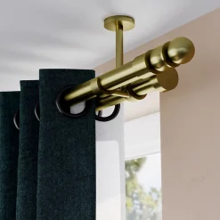 Support double tringle à rideau fixation plafond Elasa métal doré Ø19mm GoodHome