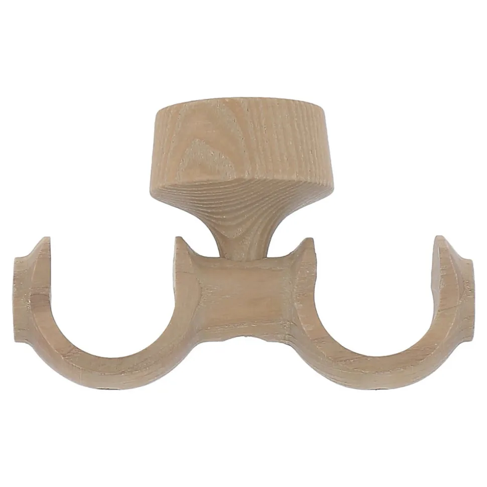 Support double tringle à rideau fixation plafond Symi bois de frêne beige Ø28mm GoodHome