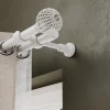 Support double tringle à rideau à percer Volos bois de hêtre blanc Ø28mm GoodHome